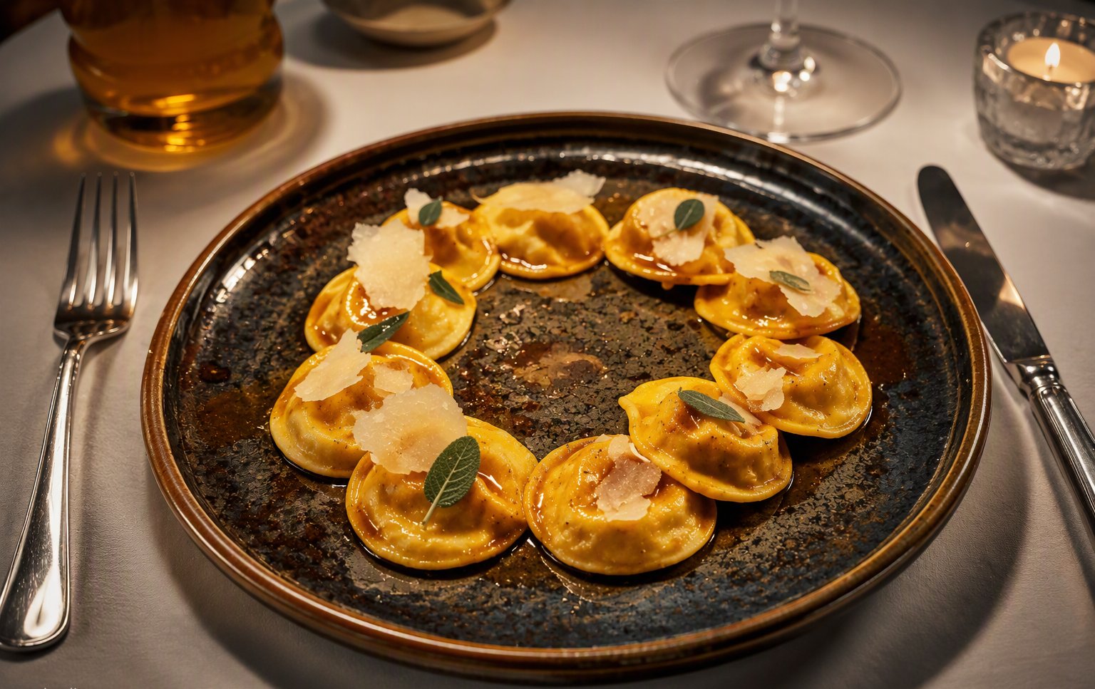 I ravioli della casa con salvia e parmigiano